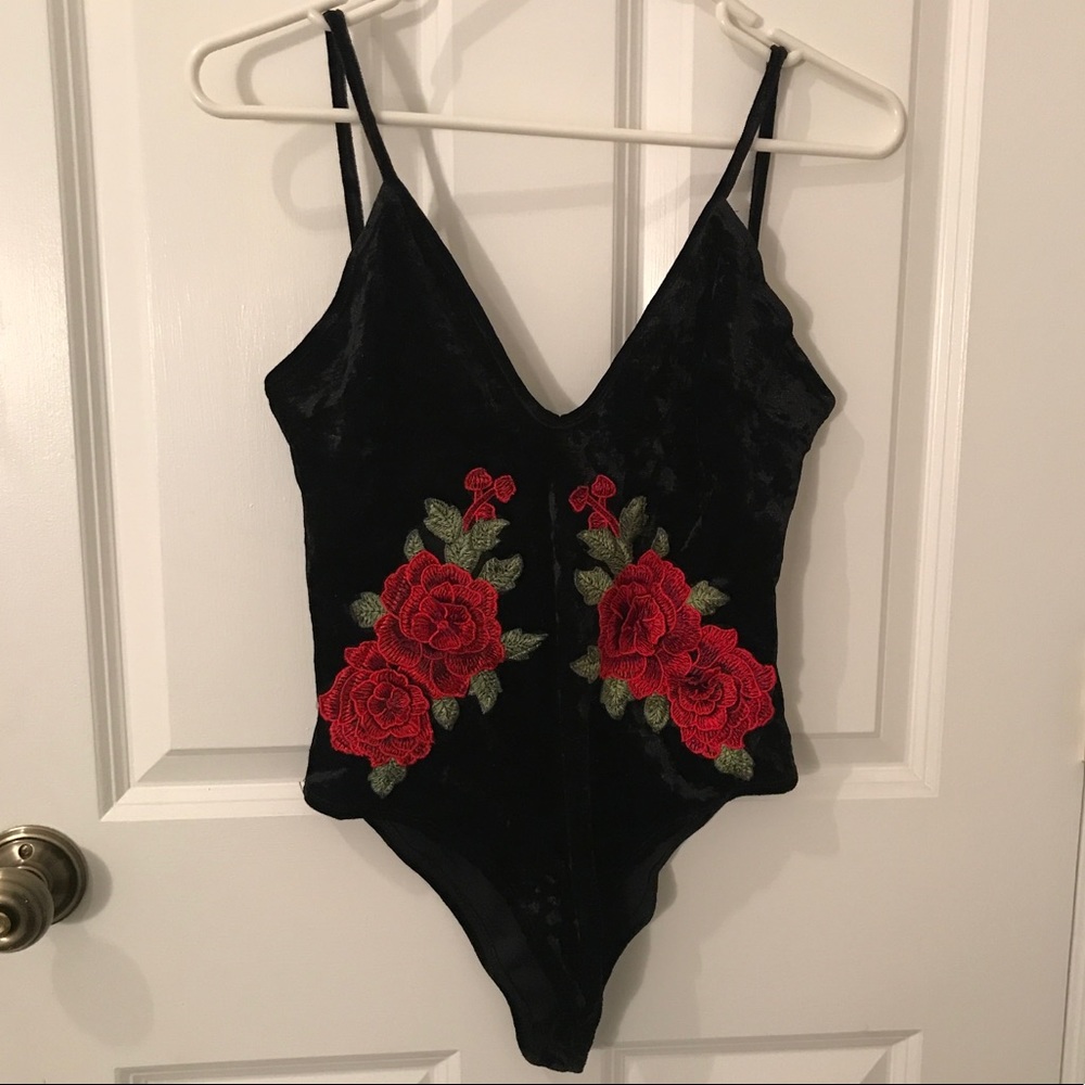 Flower embroidered bodysuit